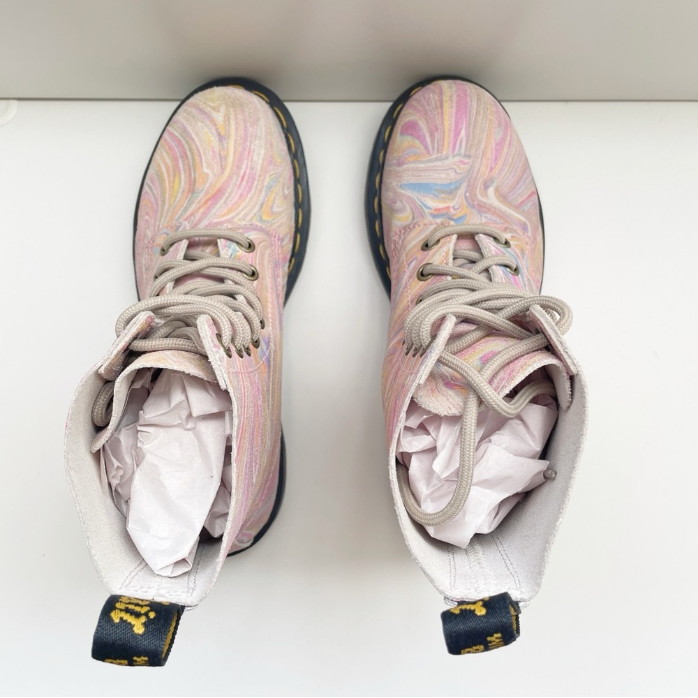 Dr Martens pascal 1460 MARBLED SUEDE LACE UP BOOTS rainbow unicorn girly combat - Picture 8 of 11